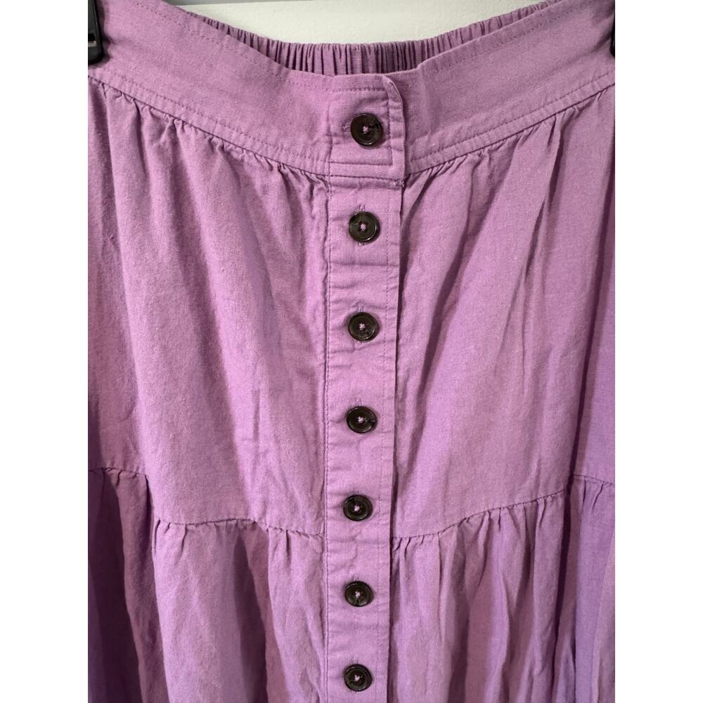 Banana Republic Linen Blend Tiered Midi Skirt Purple Size Small Button Front - Picture 3 of 5